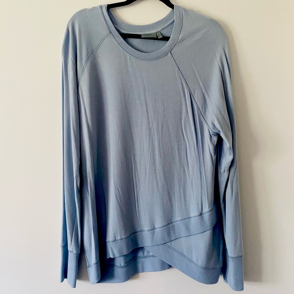 Light blue Athleta criss cross sweatshirt